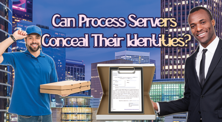 Process server wearing like pizza delivery guy.