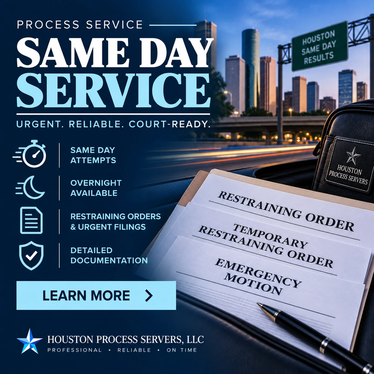 Texas Process Service Compliance: Red Flags Attorneys Should Know 5 Same day process server in Houston, Texas for urgent legal documents