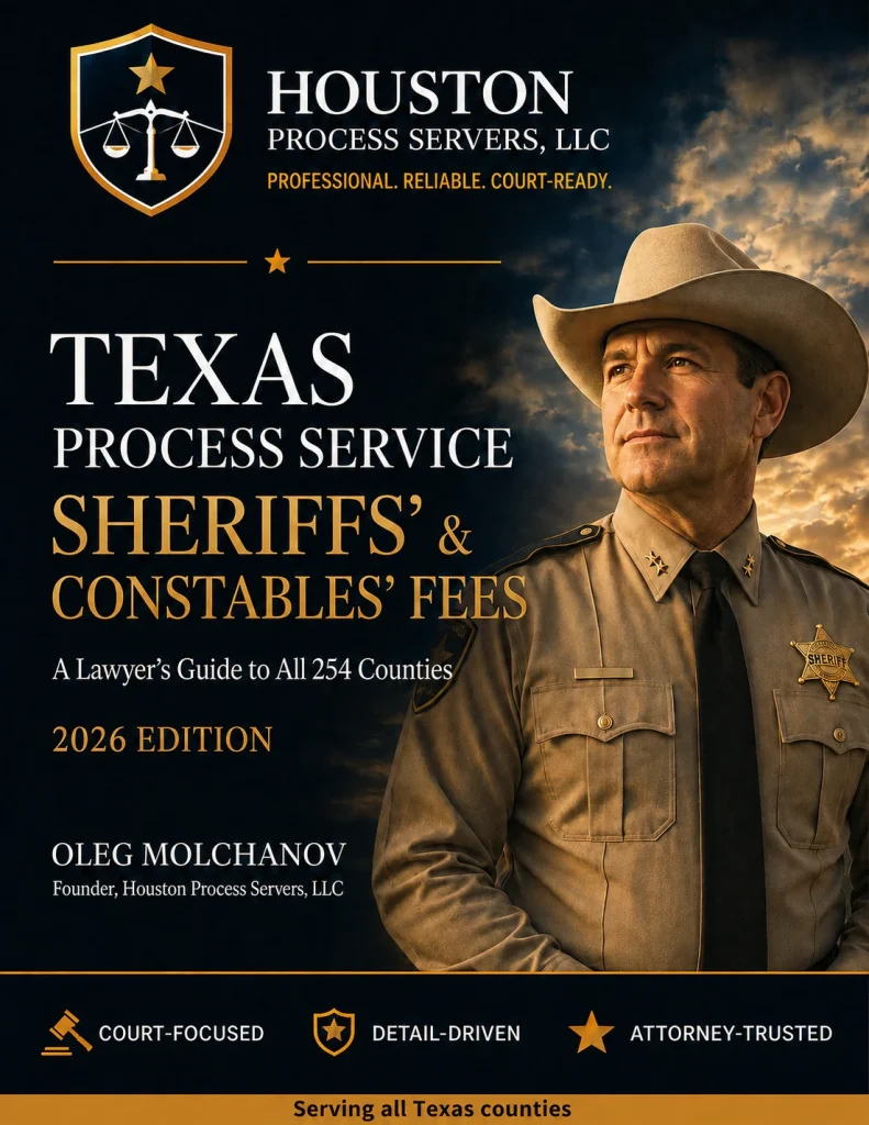 Cover of the 2026 Texas Process Service Sheriffs’ and Constables’ Fees lawyer’s guide by Oleg Molchanov